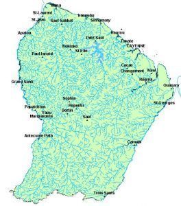 Guayana francesa. Mapa hidrográfico