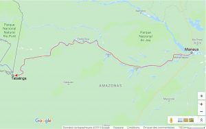 mi ruta para cruzar el Amazonas