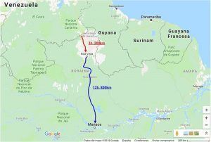 Mapa del trayecto para llegar a Manaos