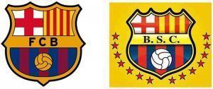 Escudos del Barcelona de Catalunya y del Barcelona de Guayaquil