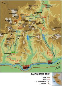 Mapa trekking Santa Cruz